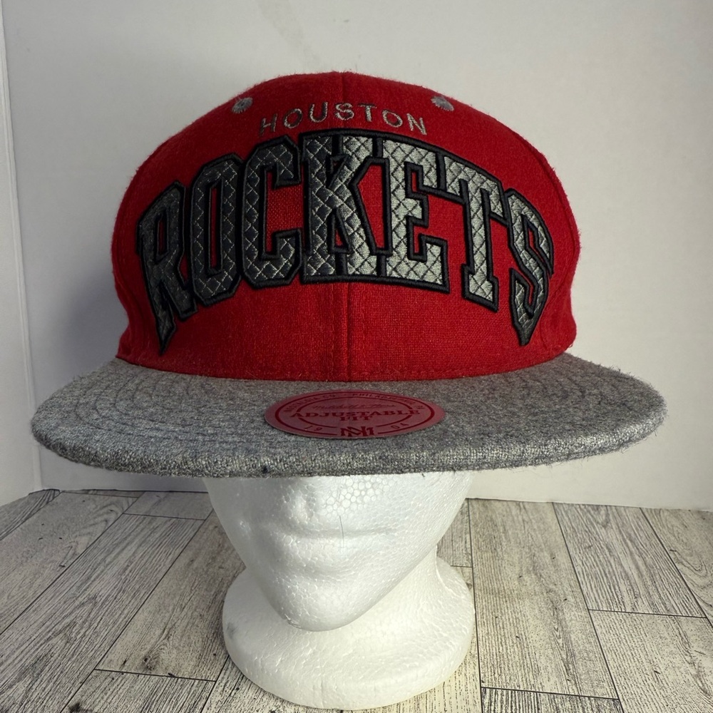 Houston Rockets Mitchell & Ness Snapback Wool Cap Nostalgia Red/Gray NBA Hat